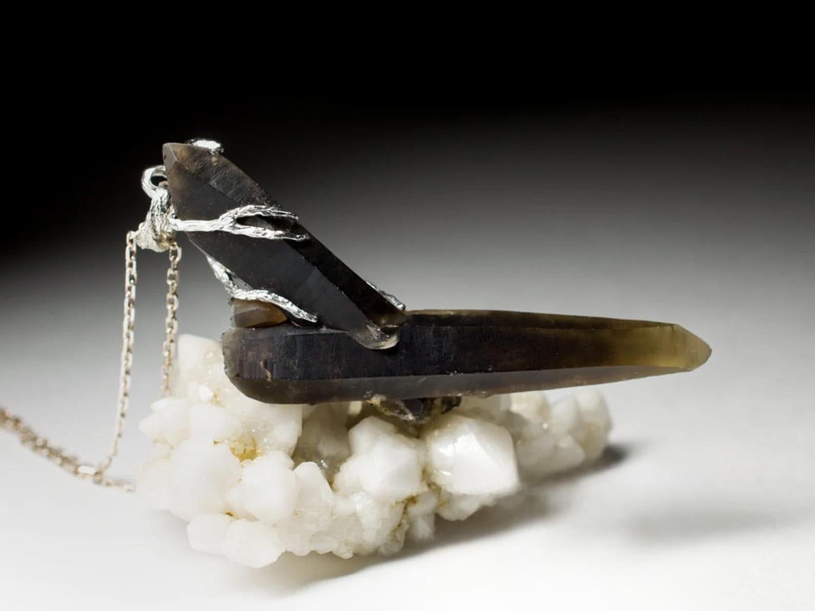 Morion crystal pendant Raw Black Quartz Gemstone Unisex protective amulet For Sale 4