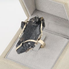 Morion crystal ring, black quartz crystal ring