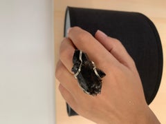 Morion crystal ring, black quartz crystal ring