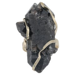 Morion crystal ring, black quartz crystal ring