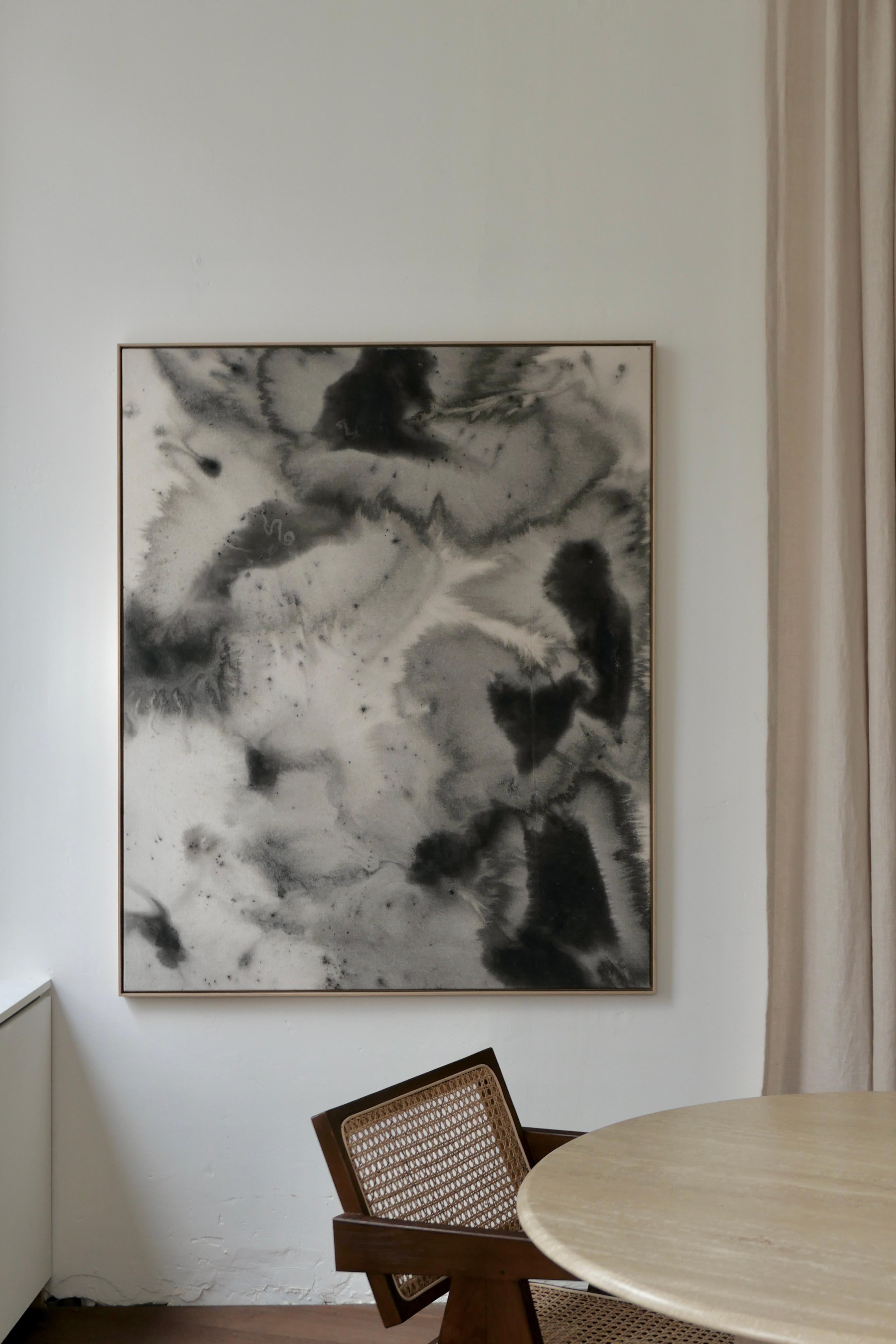 Schwarz-Weiß-Aquarellgemälde auf Leinwand, 2024 – „Orage“ (Zeitgenössisch), Painting, von Moritz Berg