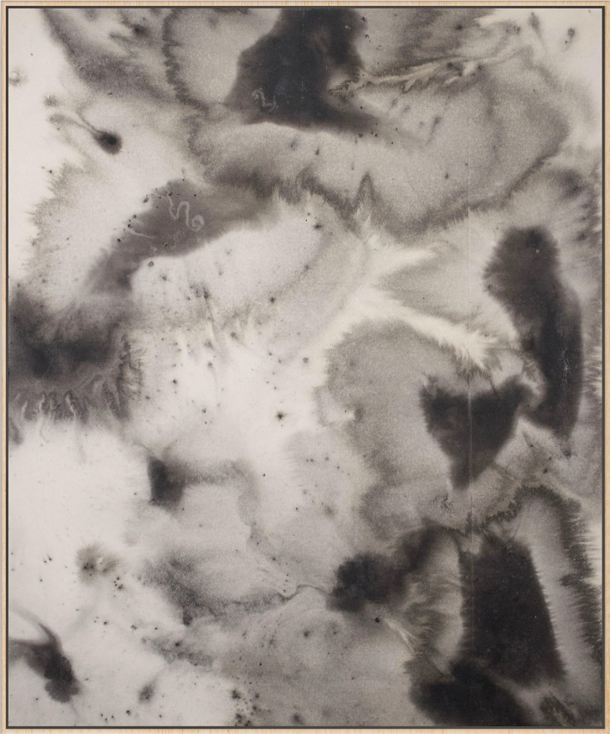Moritz Berg Abstract Painting – Schwarz-Weiß-Aquarellgemälde auf Leinwand, 2024 – „Orage“