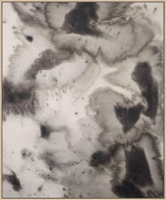 Schwarz-Weiß-Aquarellgemälde auf Leinwand, 2024 – „Orage“