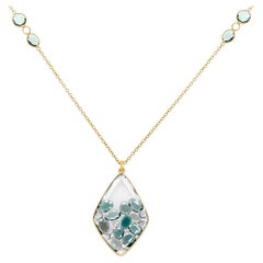 Moritz Glik 18k Yellow Gold Diamond Blue Spinel Shaker Necklace