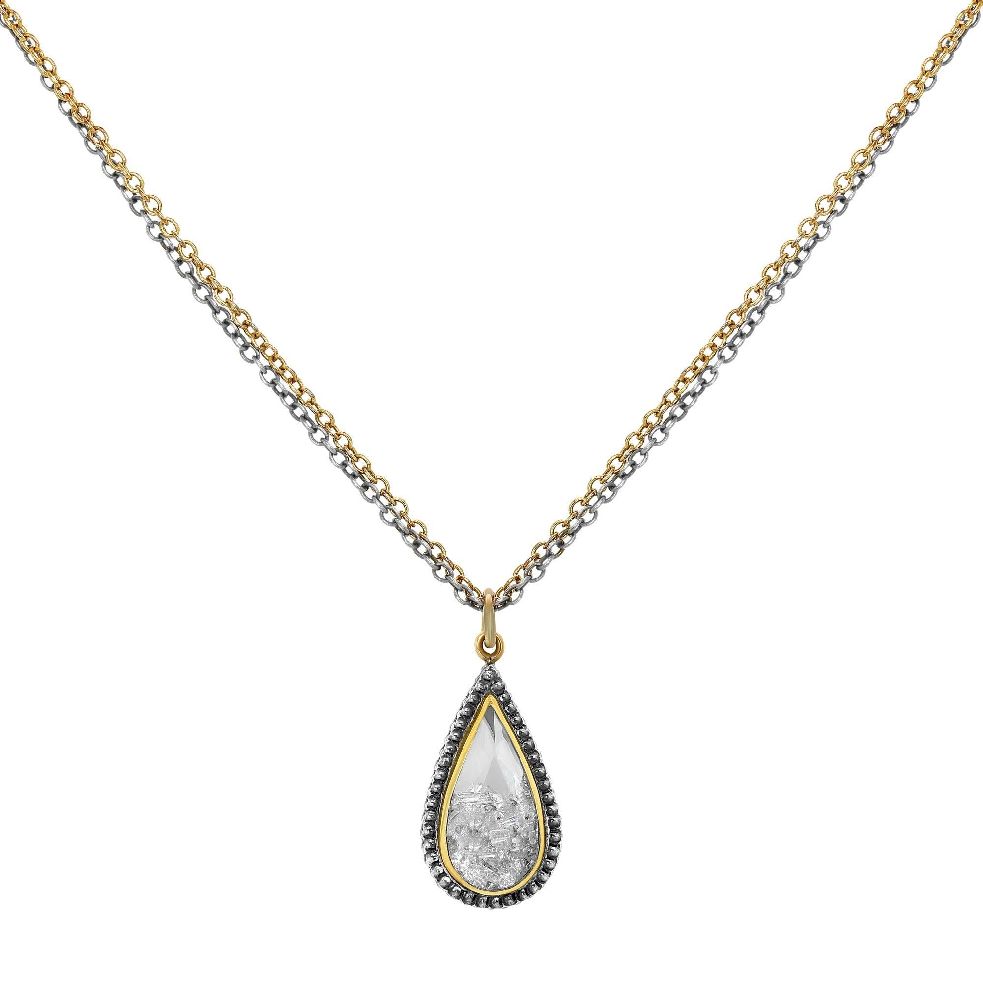 Moritz Glik 18k Yellow Gold Diamond White Sapphire Shaker Necklace In Good Condition For Sale In Boca Raton, FL