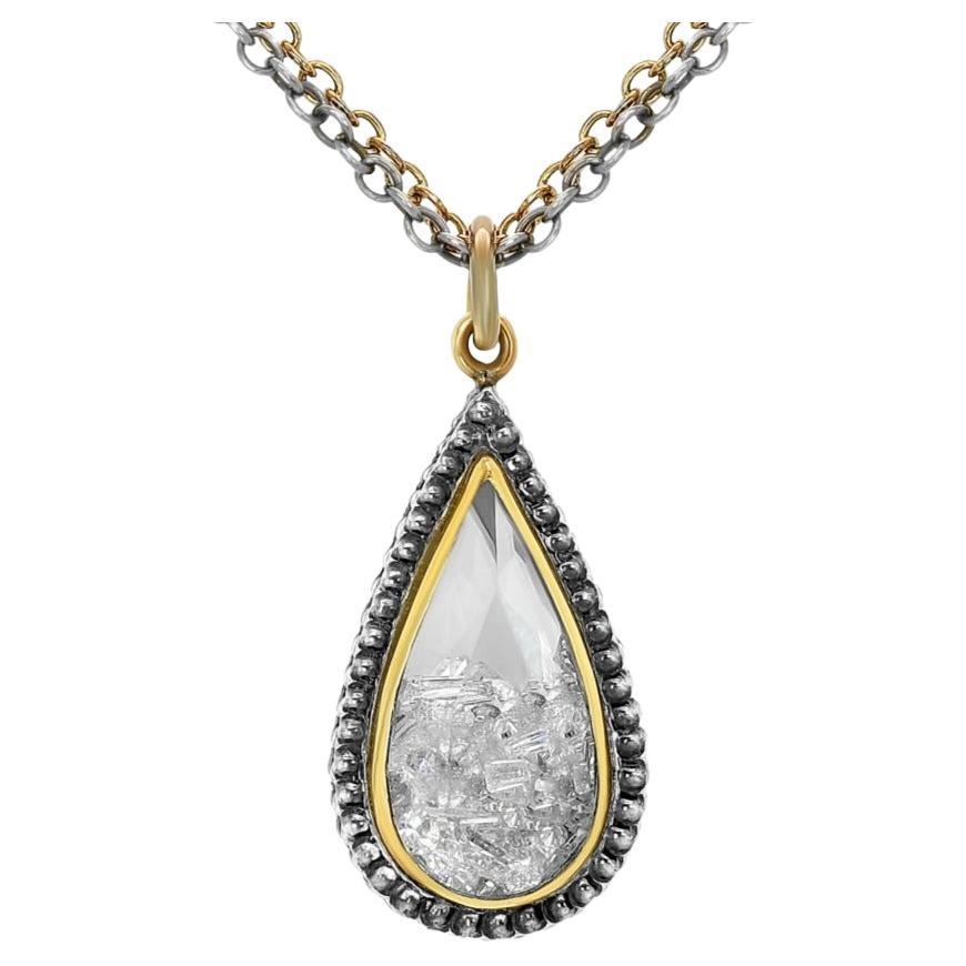 Moritz Glik 18k Yellow Gold Diamond White Sapphire Shaker Necklace For Sale