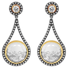 Moritz Glik, boucles d'oreilles Shaker en or jaune 18 carats, palladium et diamants