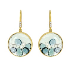 Moritz Glik, boucles d'oreilles Shaker en or jaune 18 carats, spinelle et diamants