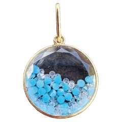 Moritz Glik Core 15 Shaker Pendentif en or 18 carats avec diamant, turquoise et saphir blanc
