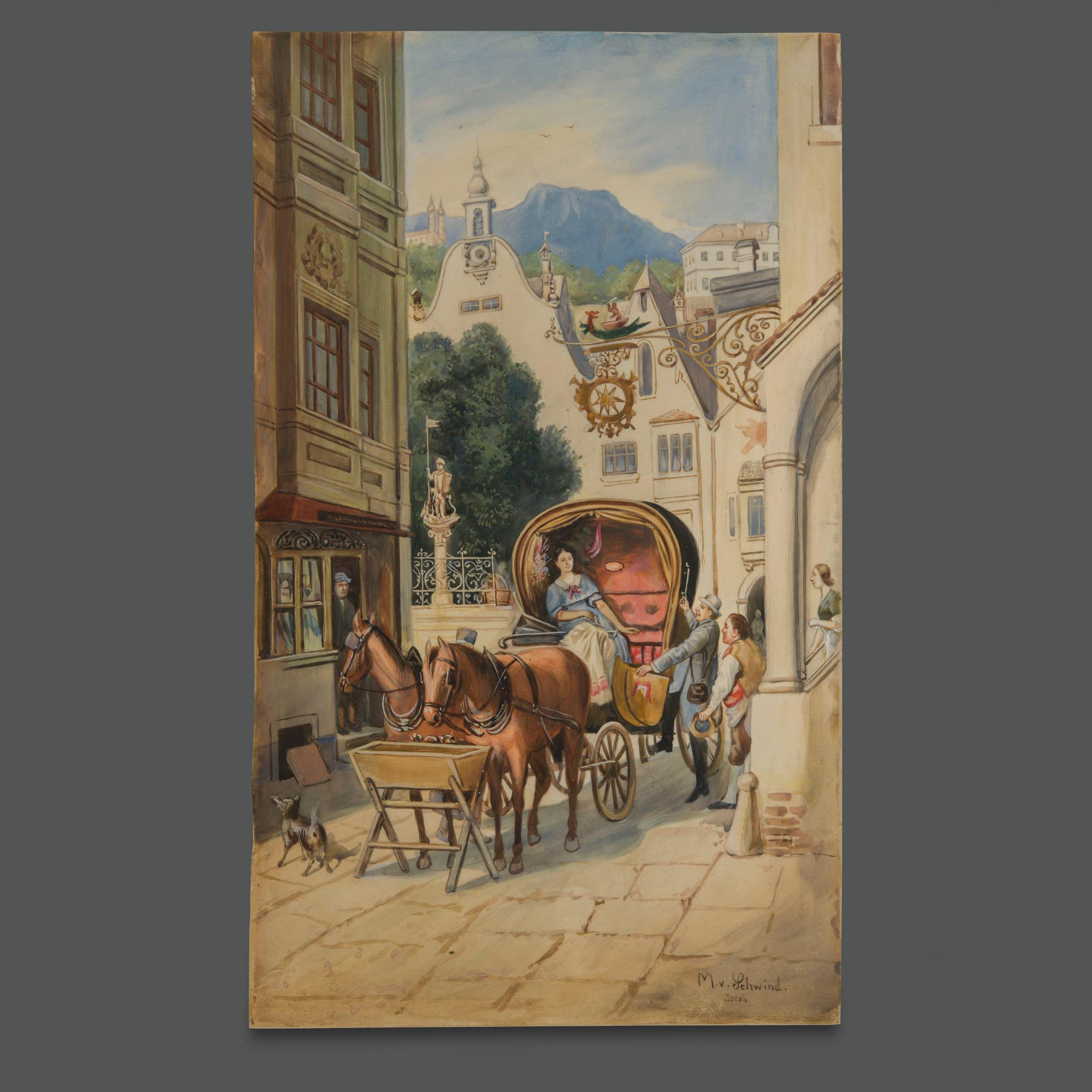 Austrian Moritz von Schwind 19th Century Signed Painting