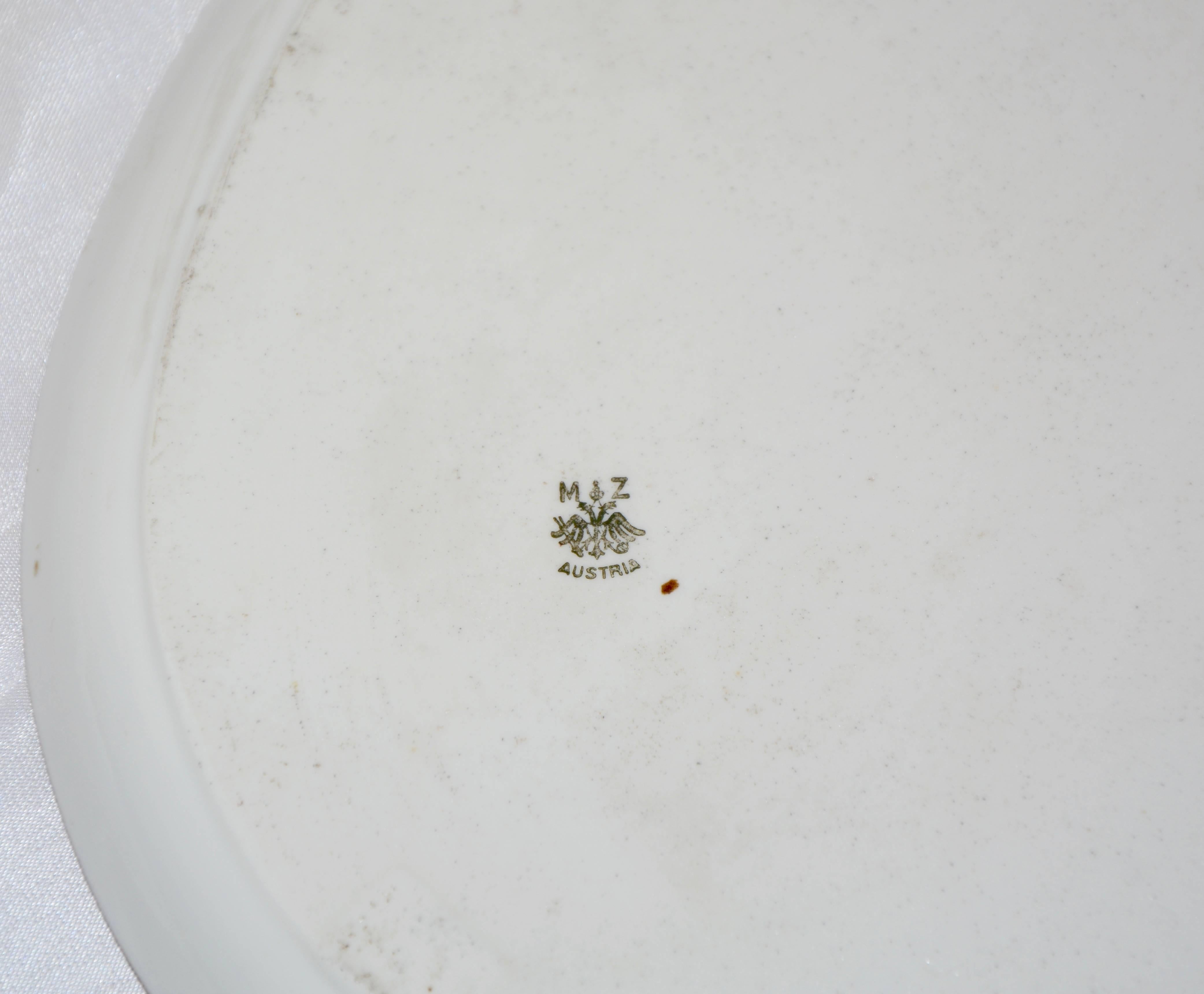 Art Deco Moritz Zdekauer Hand-Painted Oval Porcelain Platter, 1914, Austria Artist Signed