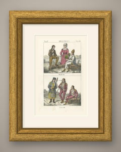 Morlachs by the Sea and Uskoks, Hand Colored Costume Lithograph, 1842