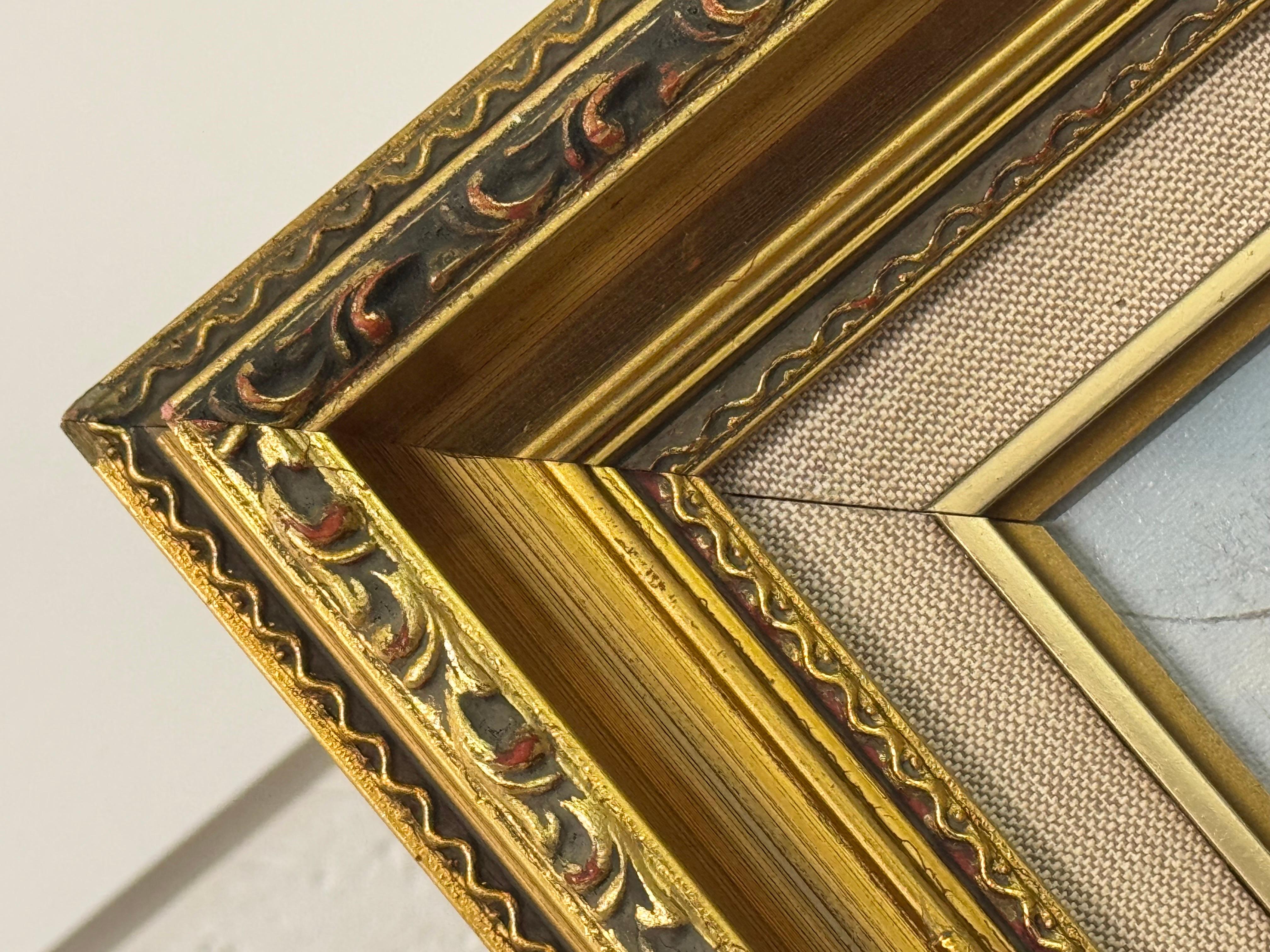 Winter Mountain Landscape Oil Painting - Vintage British Art in a Gold Frame For Sale 10