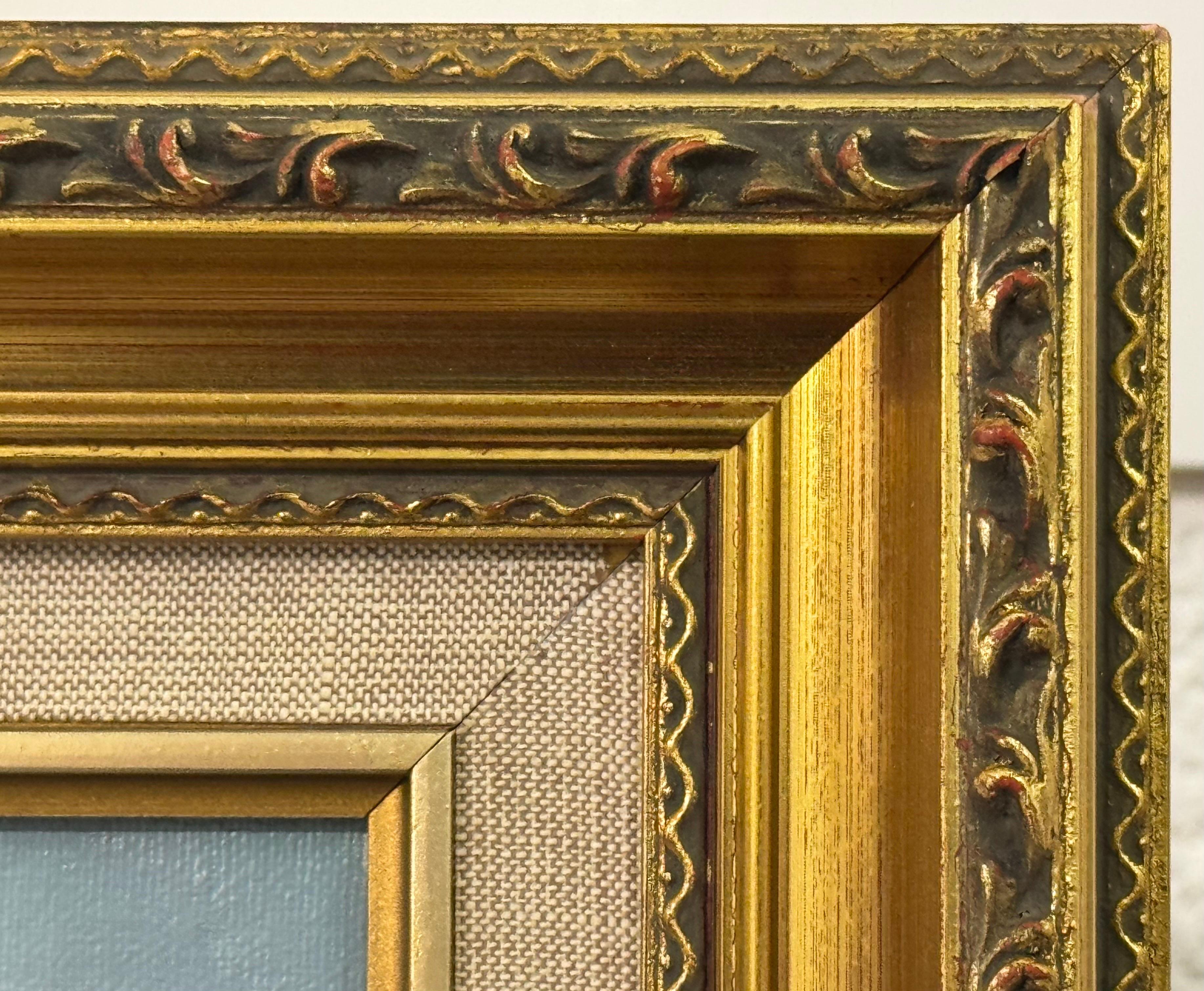 Winter Mountain Landscape Oil Painting - Vintage British Art in a Gold Frame For Sale 11