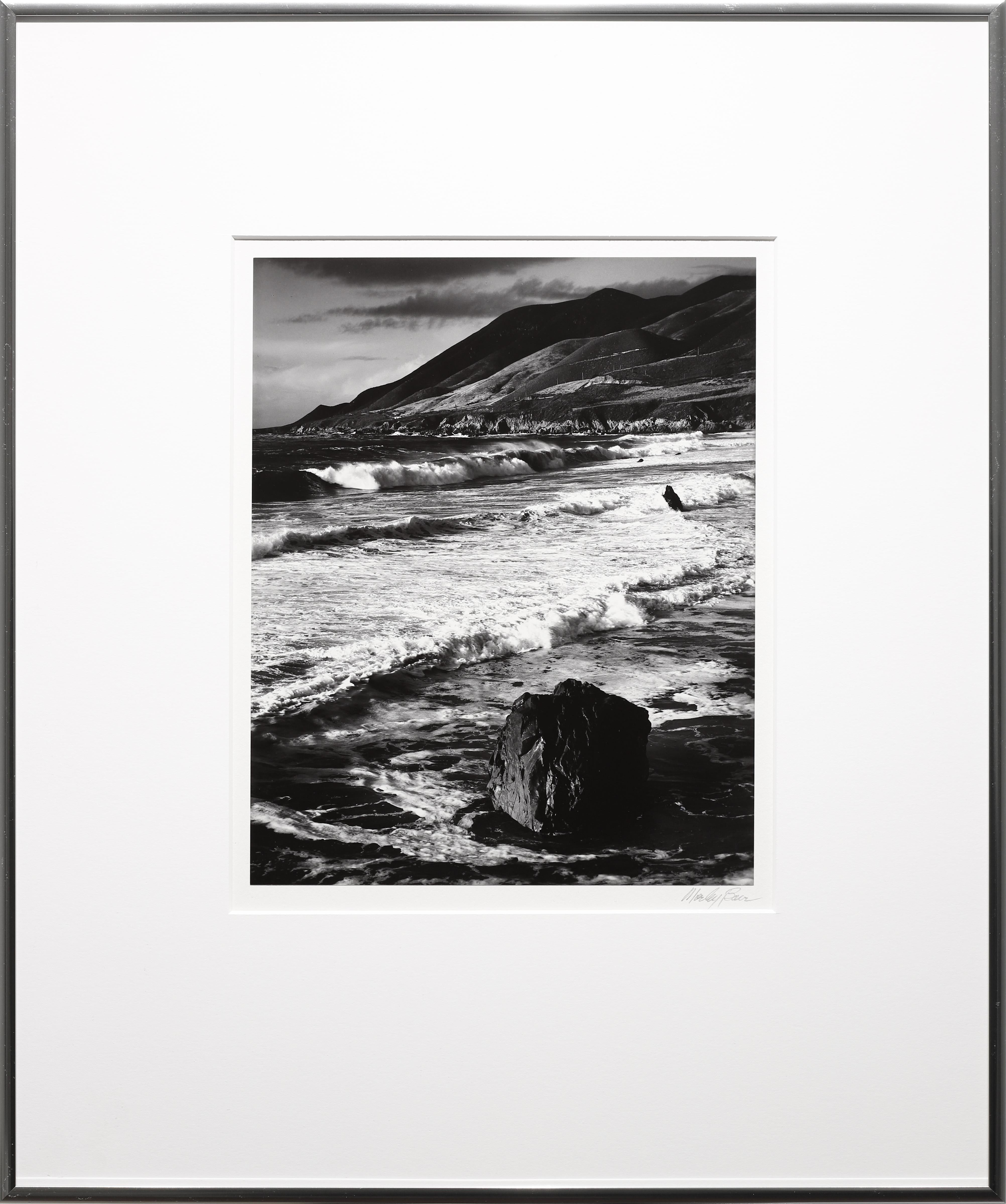 Winter Surf, Garrapata - Black Black and White Photograph by Morley Baer