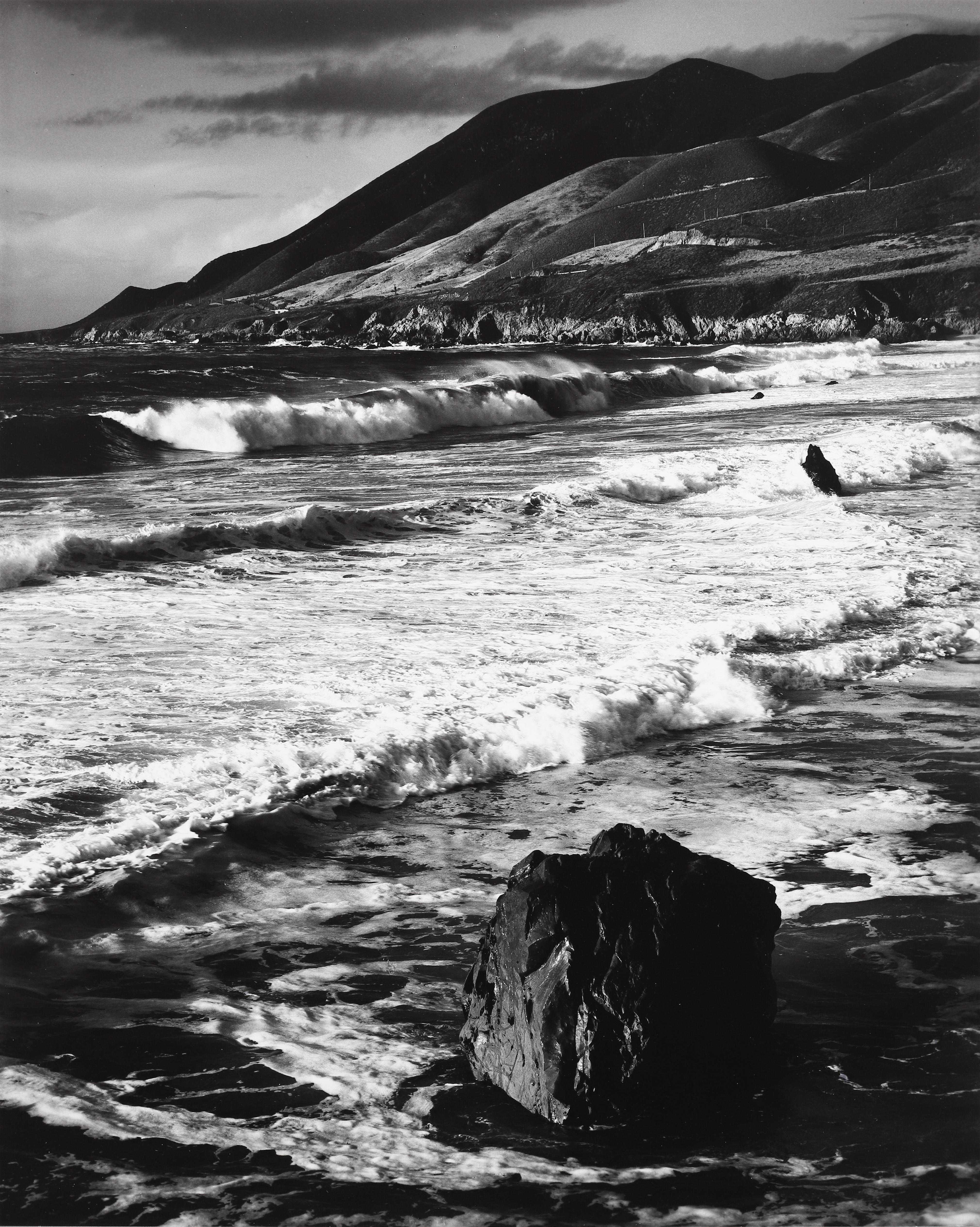 Morley Baer Black and White Photograph - Winter Surf, Garrapata