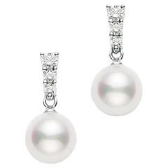 Mikimoto Morning Dew Akoya Cultured Pearl 18K White Gold Earrings MEA10337ADXW