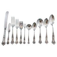 Vintage Morning Glory by Alvin Sterling Silver Flatware Set for 12 Service 100 Pc Dinner