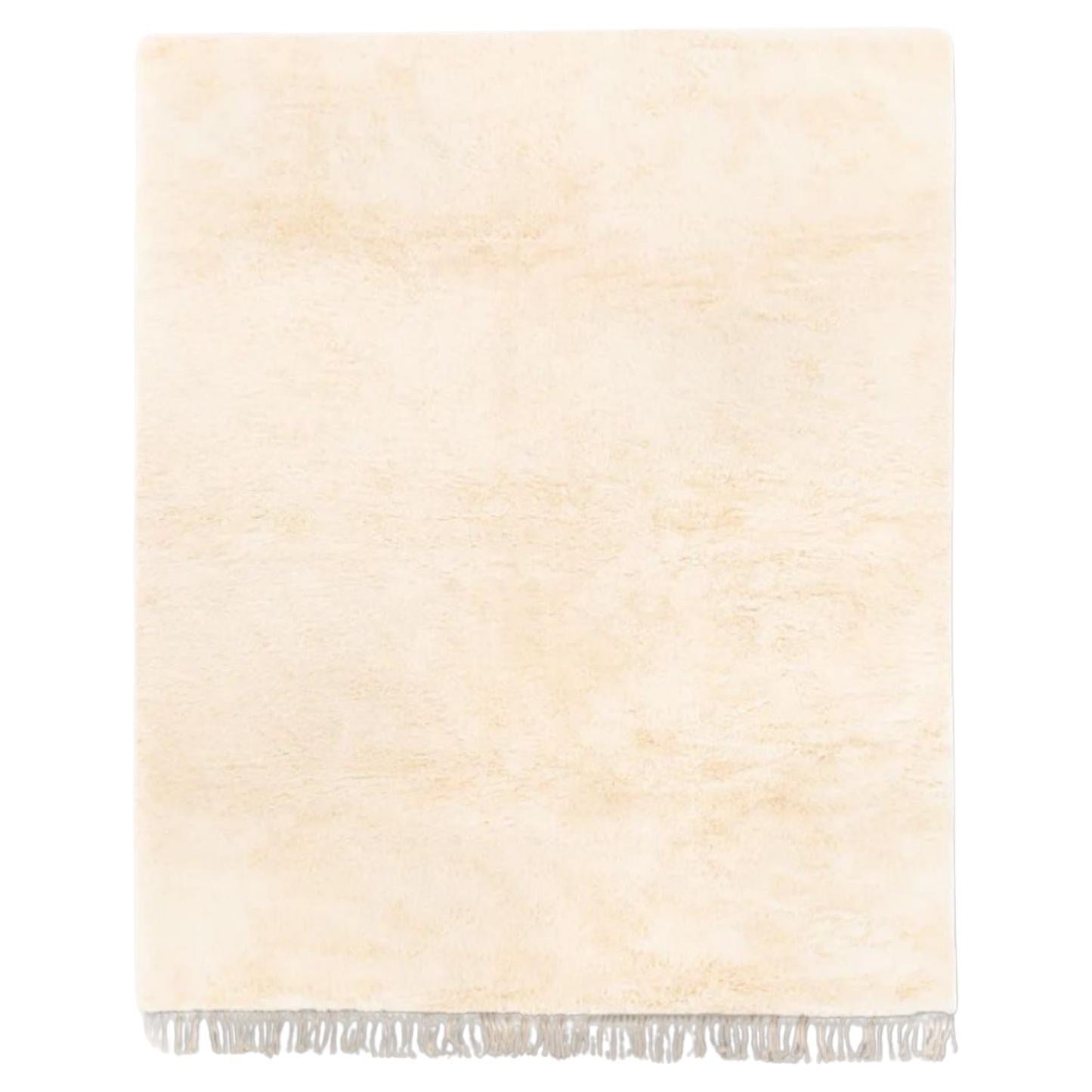 Tappeto marocchino Morning Glory, crema, autentico shag premium, interamente in lana naturale in vendita