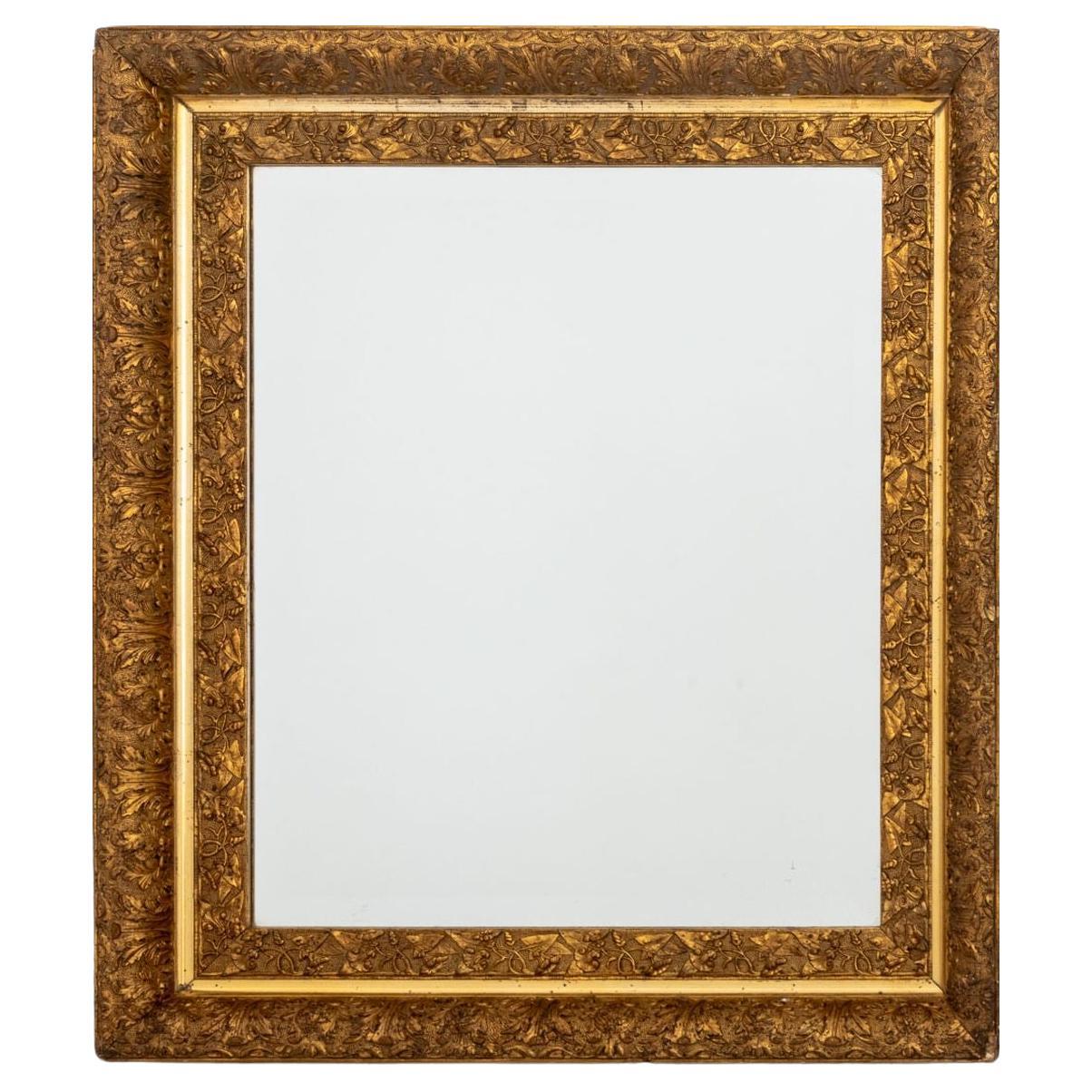 Specchio in vetro smussato con motivo Morning Glory in legno dorato