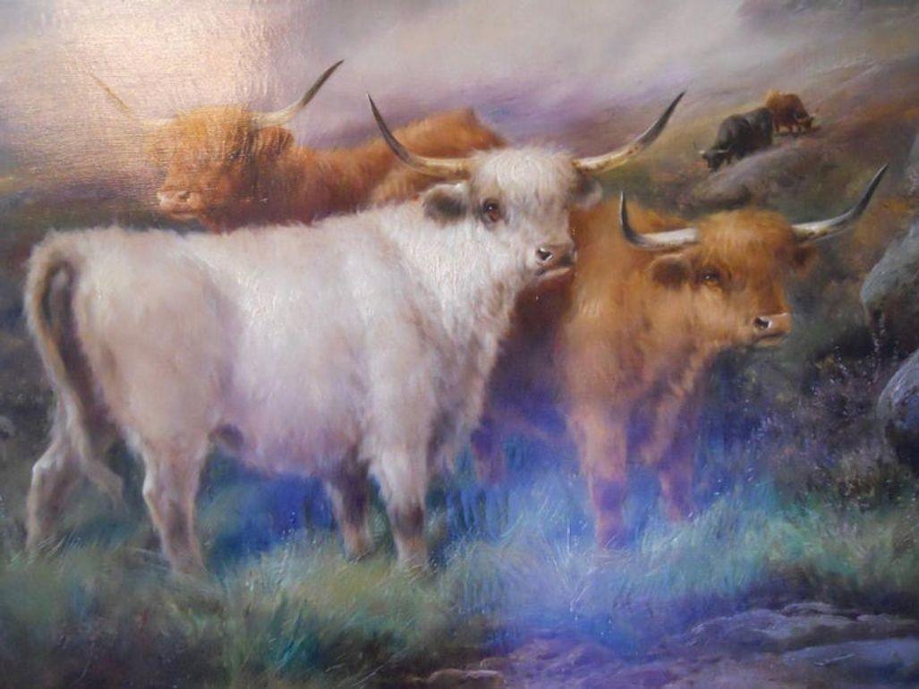 „Morning in the Highland“ von John Morris, signiert Öl auf Leinwand, USA, 1890er Jahre. im Zustand „Gut“ im Angebot in Los Angeles, CA