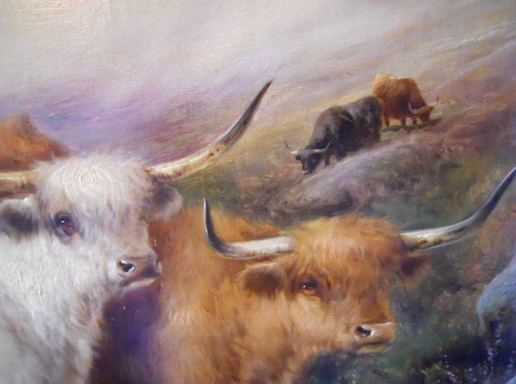 „Morning in the Highland“ von John Morris, signiert Öl auf Leinwand, USA, 1890er Jahre. im Angebot 3
