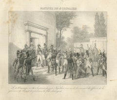 Morning of 18 Brumaire, the Paris Garrison, Antique Madou Lithograph, 1827