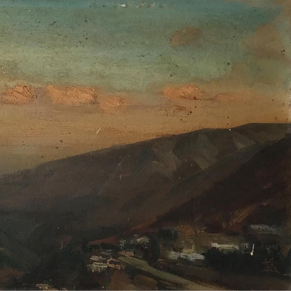 Hand-Painted Morning of Gora Antique Japanese Oil Painting by Masuta Narahara For Sale