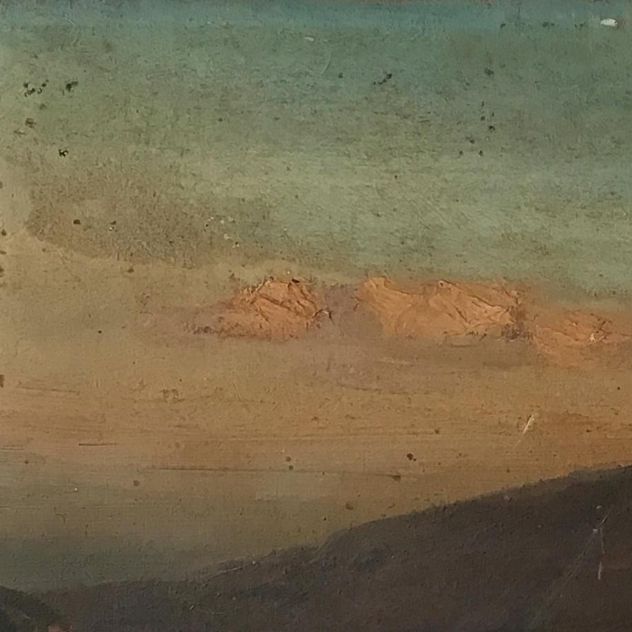 Morning of Gora Antique Japanese Oil Painting by Masuta Narahara In Distressed Condition For Sale In Chiba, JP