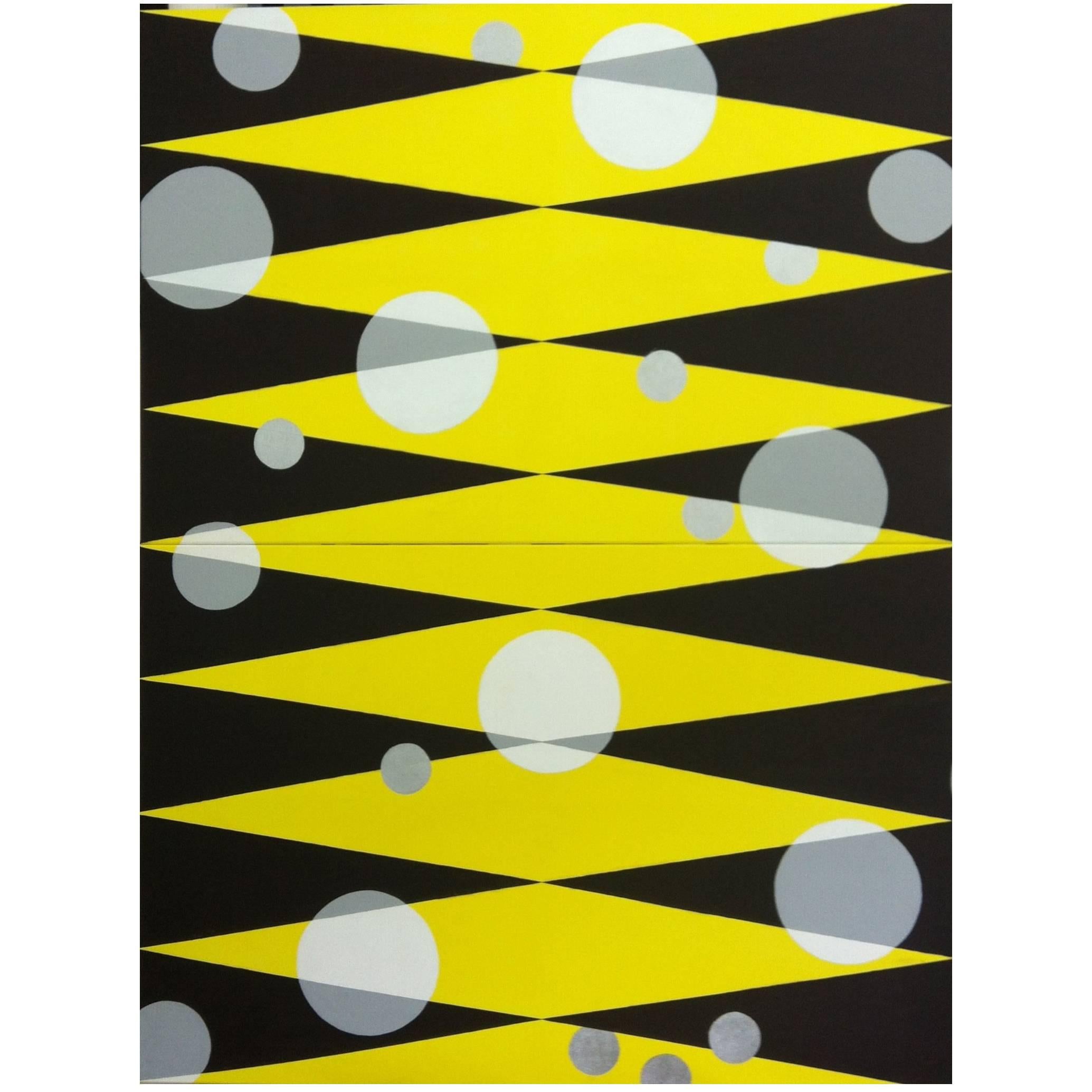 Pittura "Morning Sun" 2013 Tela acrilica geometrica di Cecilia Setterdahl