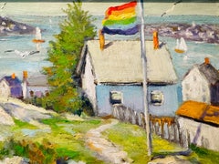 Morning Wind Provincetown MA Pride Flag Impressionist House on Hill Oil Painting