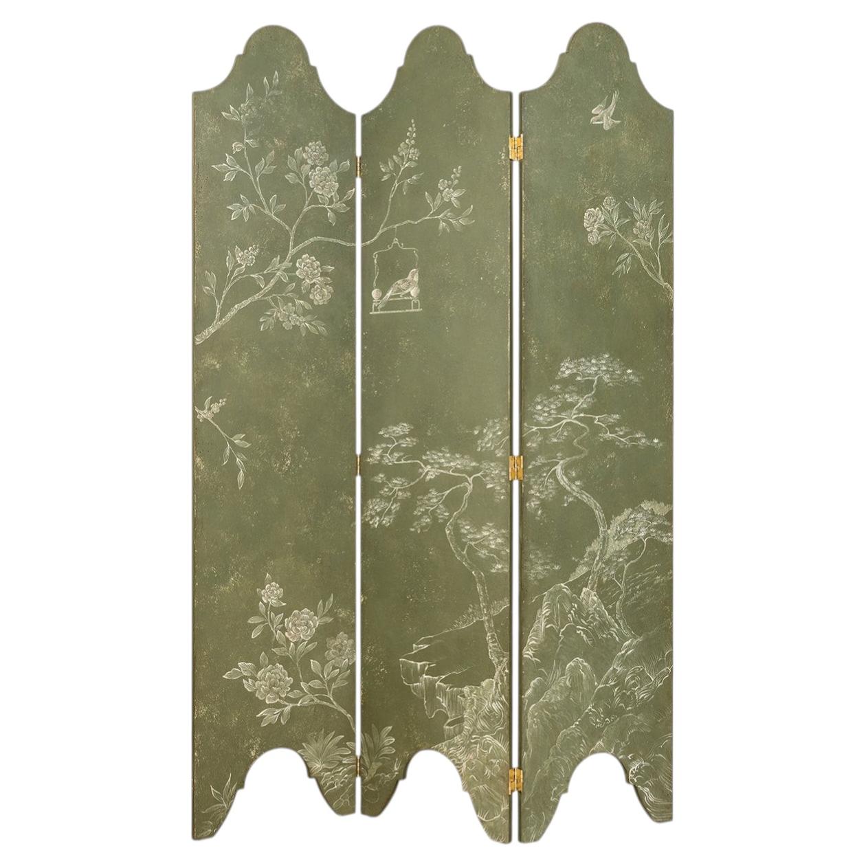 Biombo Chinoiserie Verde Oscuro Moro