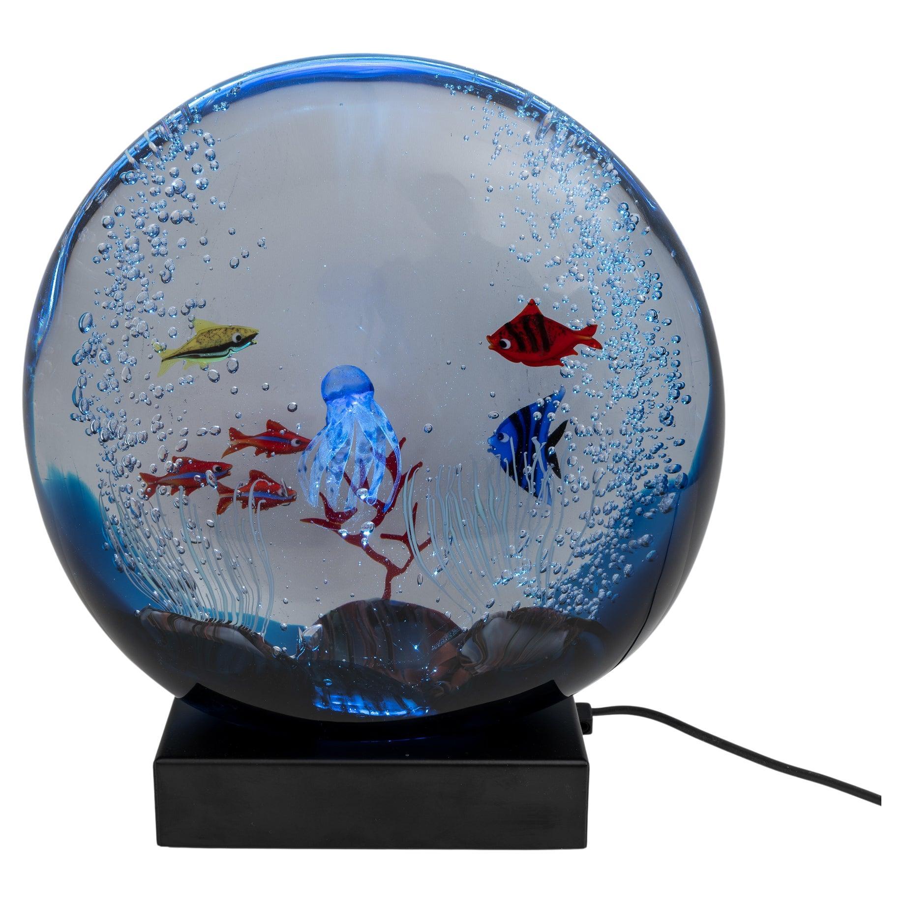 Acuario de cristal de Murano italiano moderno de mediados de siglo Moro Mariano, años 80