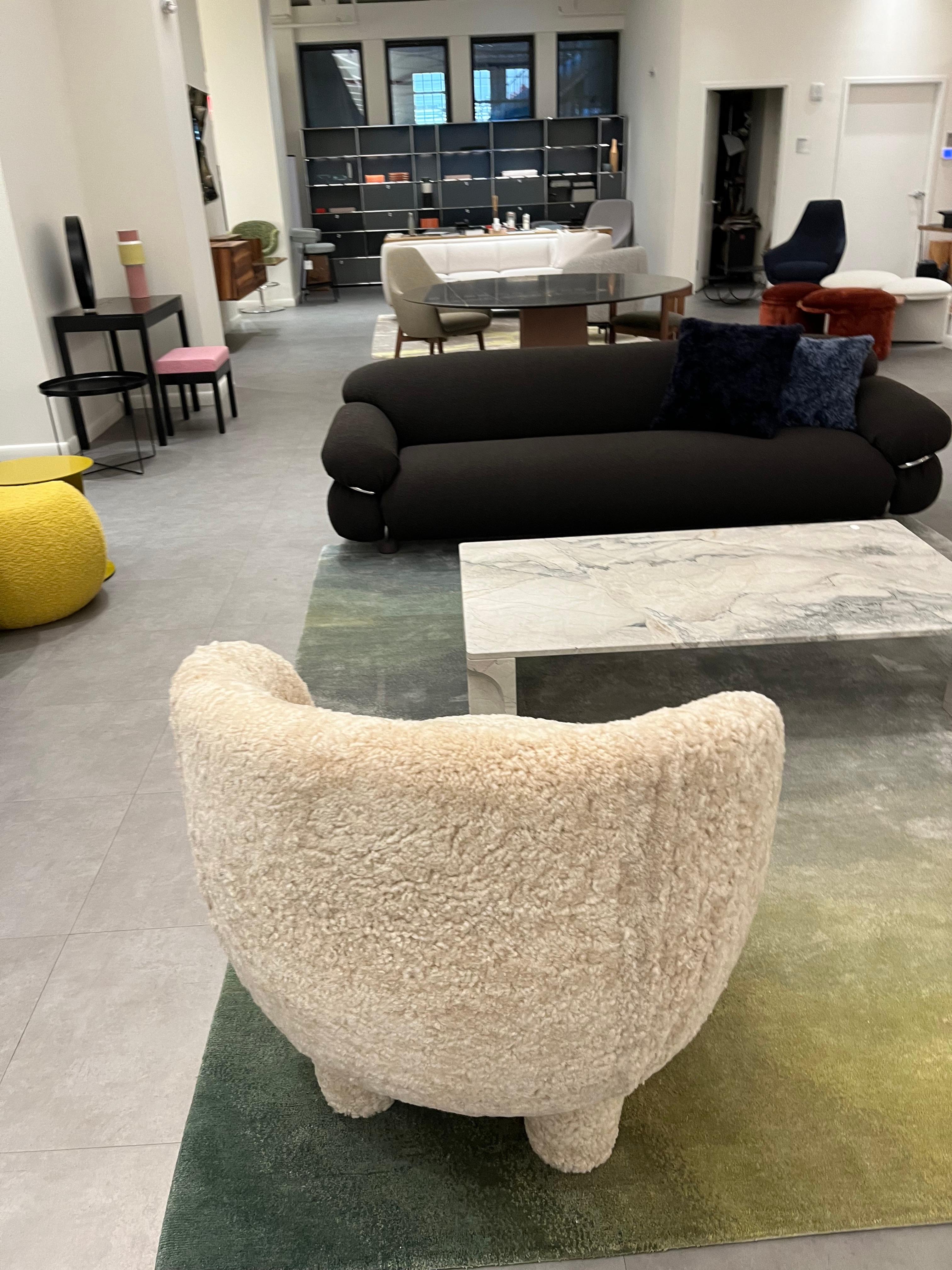 Contemporary Moro Sheepskin Lounge Armchair by Sebastian Herkner in STOCK For Sale