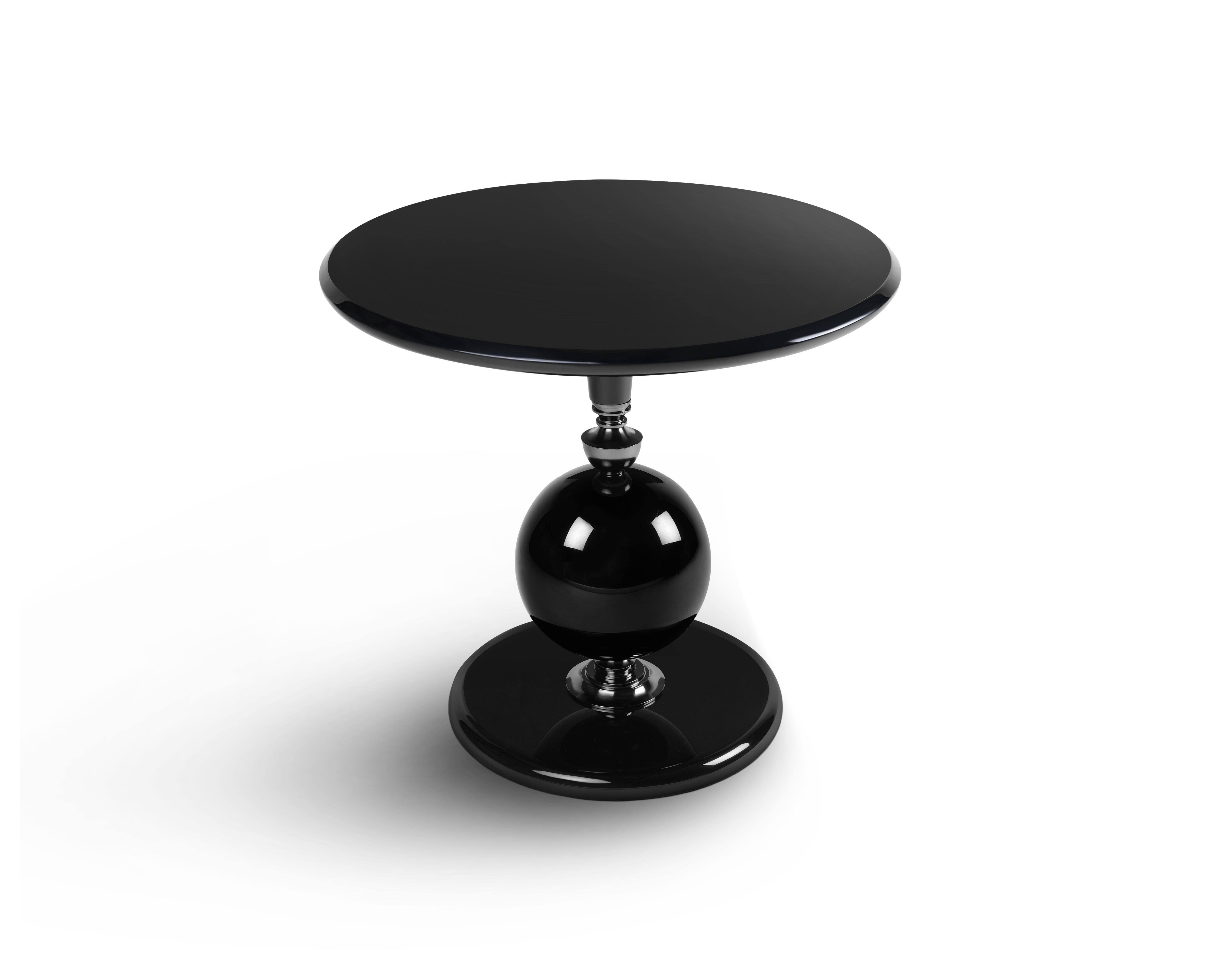 Moro side table by Madheke
Dimensions: D 55 x W 55 x H 50 cm.
Materials: Lacquer, metal, glass.
Classic silhouette, lacquered body with black nickel detailing.

Reflecting the finest in craftsmanship, innovation and heritage, Madheke creates