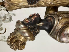 Moro Venetian wood, brass and crystal lamp from the turn of the century