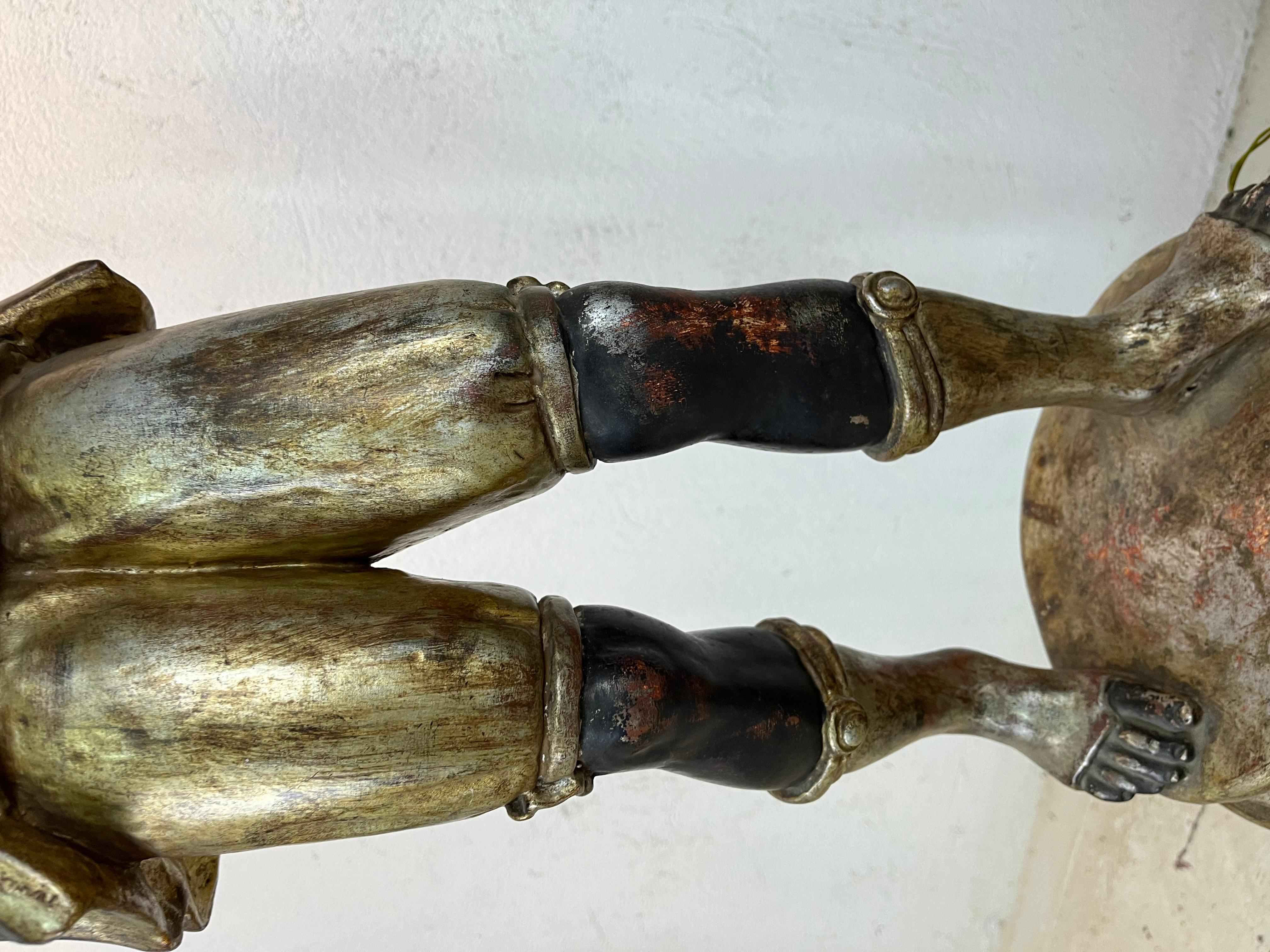 Italian Moro Veneziano lampada in legno, ottone e cristallo di inizio secolo in vendita