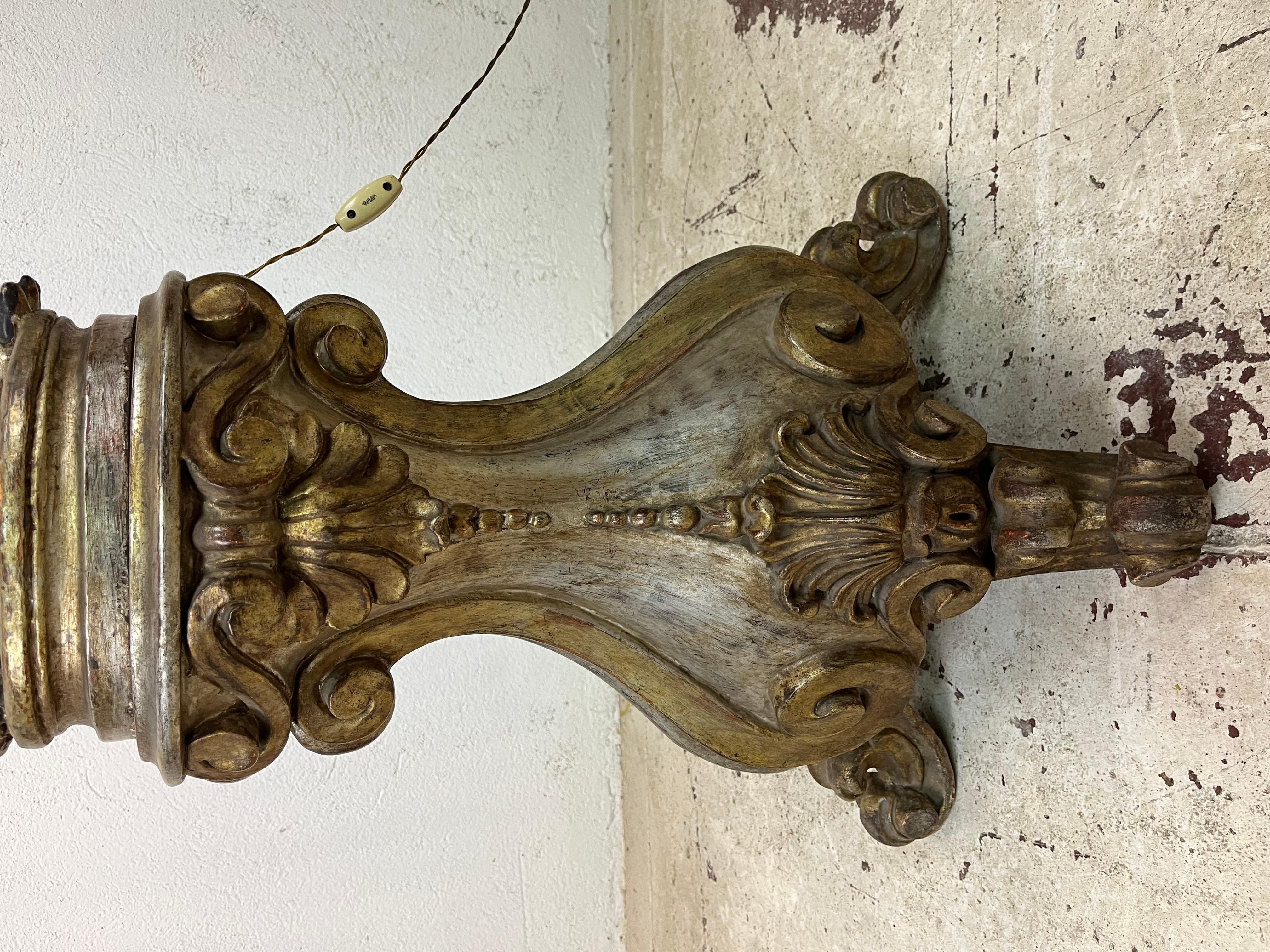 19th Century Moro Veneziano lampada in legno, ottone e cristallo di inizio secolo in vendita