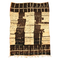 Moroсcan Biege and Brown Boujaad rug, Geometric Bohemian Shag Rug, In Stock