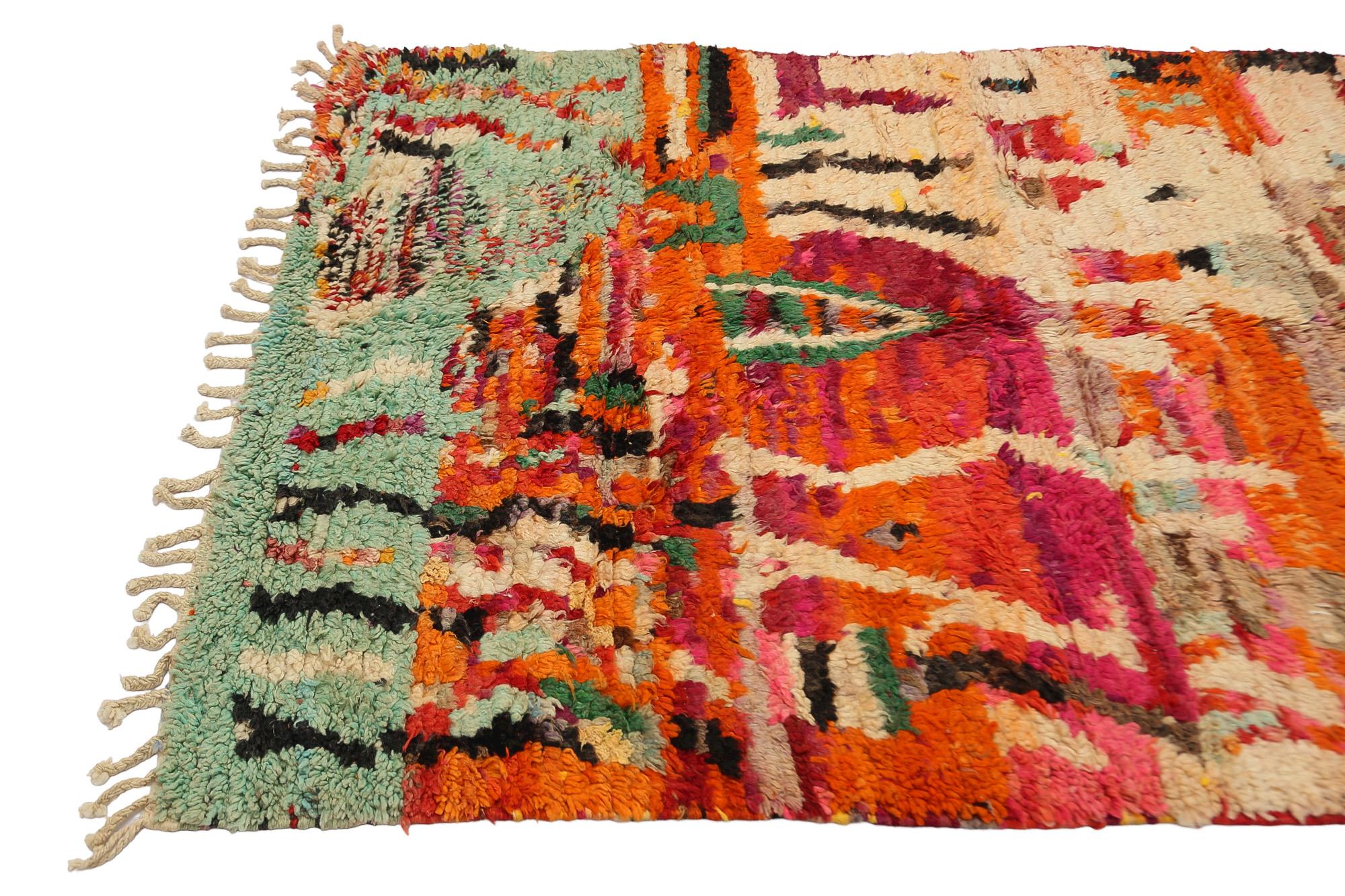 Moroccan Moroсcan Bohemian Style Boujaad rug, Abstract Pattern Shaggy Rug, In Stock For Sale