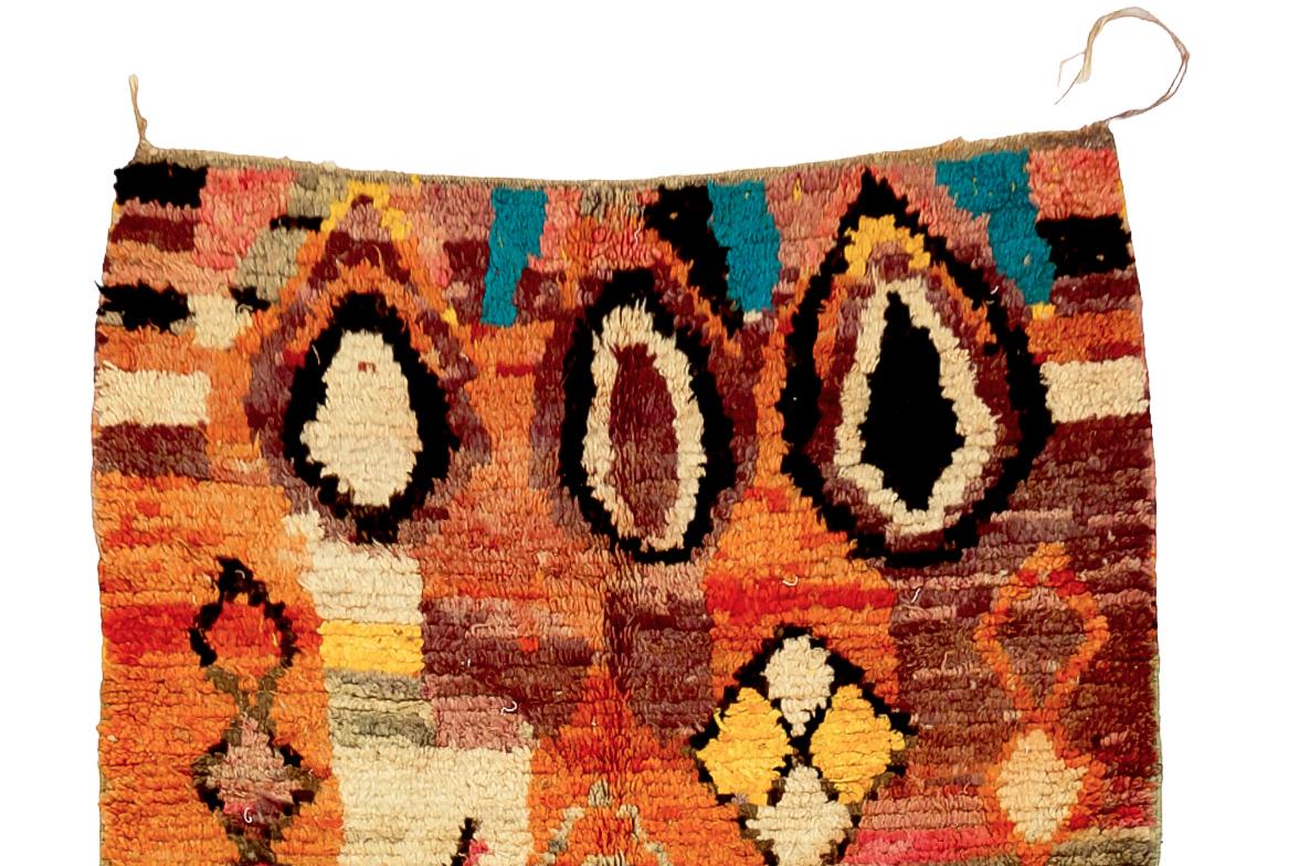 Moroccan Moroсcan Colorful Boujaad rug, Abstract Pattern Shaggy Rug, In Stock For Sale
