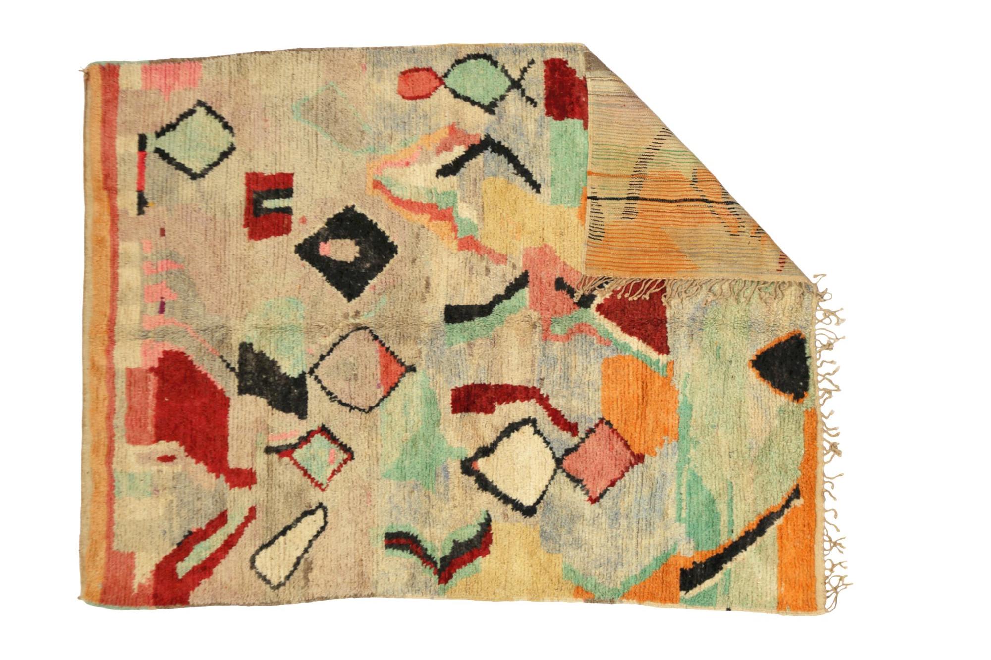 Moroccan Moroсcan Multicolored Boujaad rug, Abstract Pattern Berber Shag Rug, In Stock For Sale