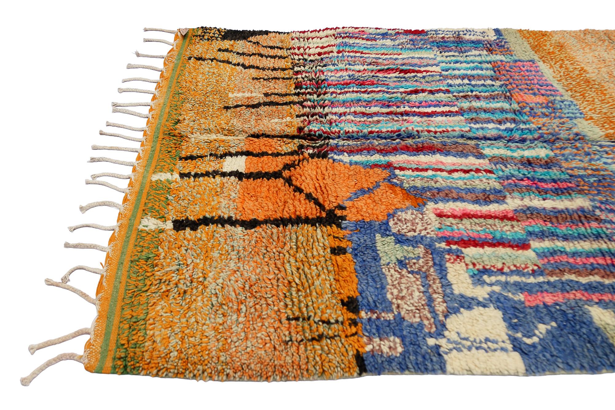 Moroccan Moroсcan Multicolored Boujaad rug, Bohemian Tribal Berber Shag Rug, In Stock For Sale