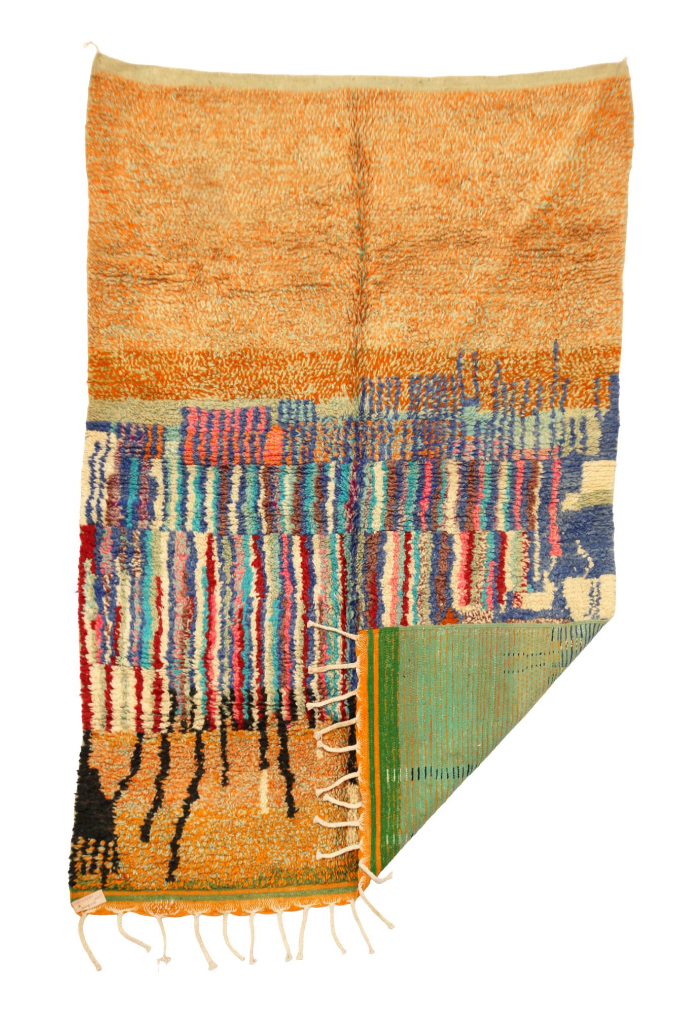 Hand-Crafted Moroсcan Multicolored Boujaad rug, Bohemian Tribal Berber Shag Rug, In Stock