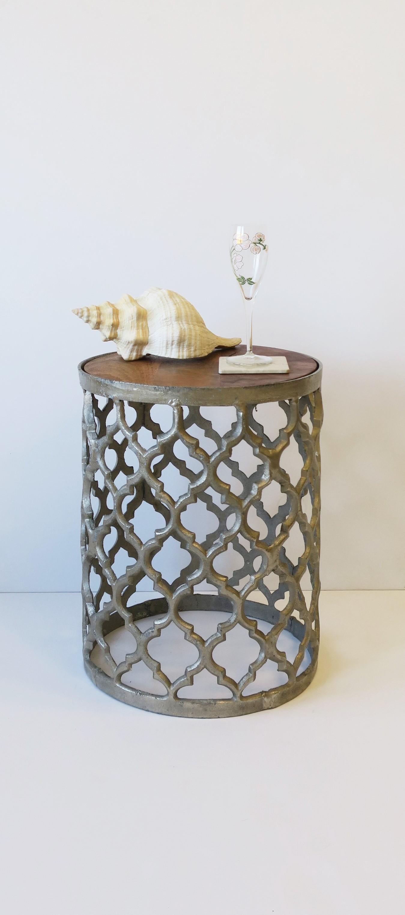 Moroccan Moorish Style Drinks Side Table with Wood Top For Sale 4