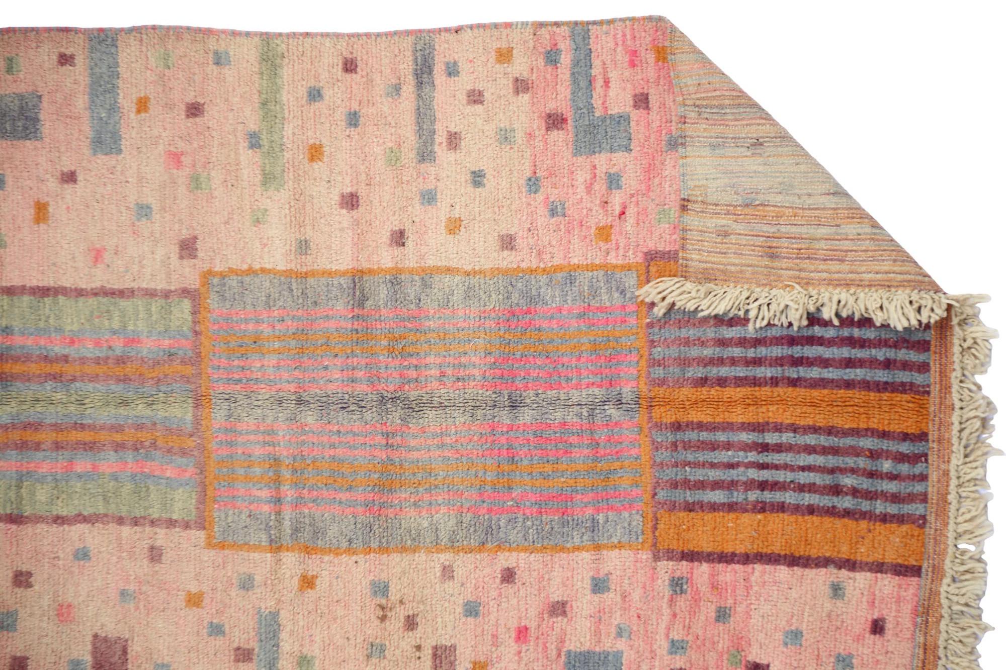 Moroccan Moroсcan Pink Color Boujaad rug, Geometric Bohemian Berber Shag Rug, In Stock For Sale