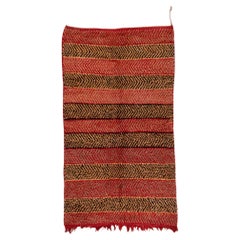 Red Striped Moroccan Rug with Tiger Yellow and Rich Night Black