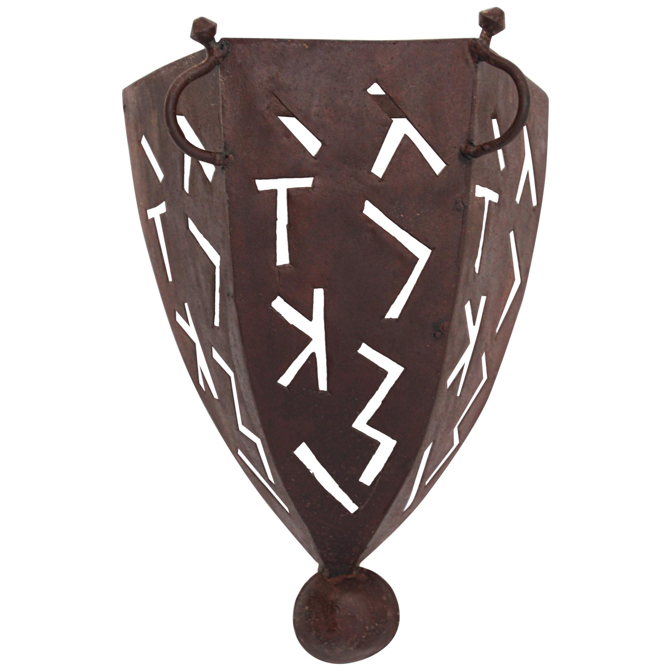 Moroccan African Art Metal Sconce For Sale