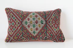 Moroccan Tribal Throw Pillow by Weaver Berber, Wool, Geometric Design