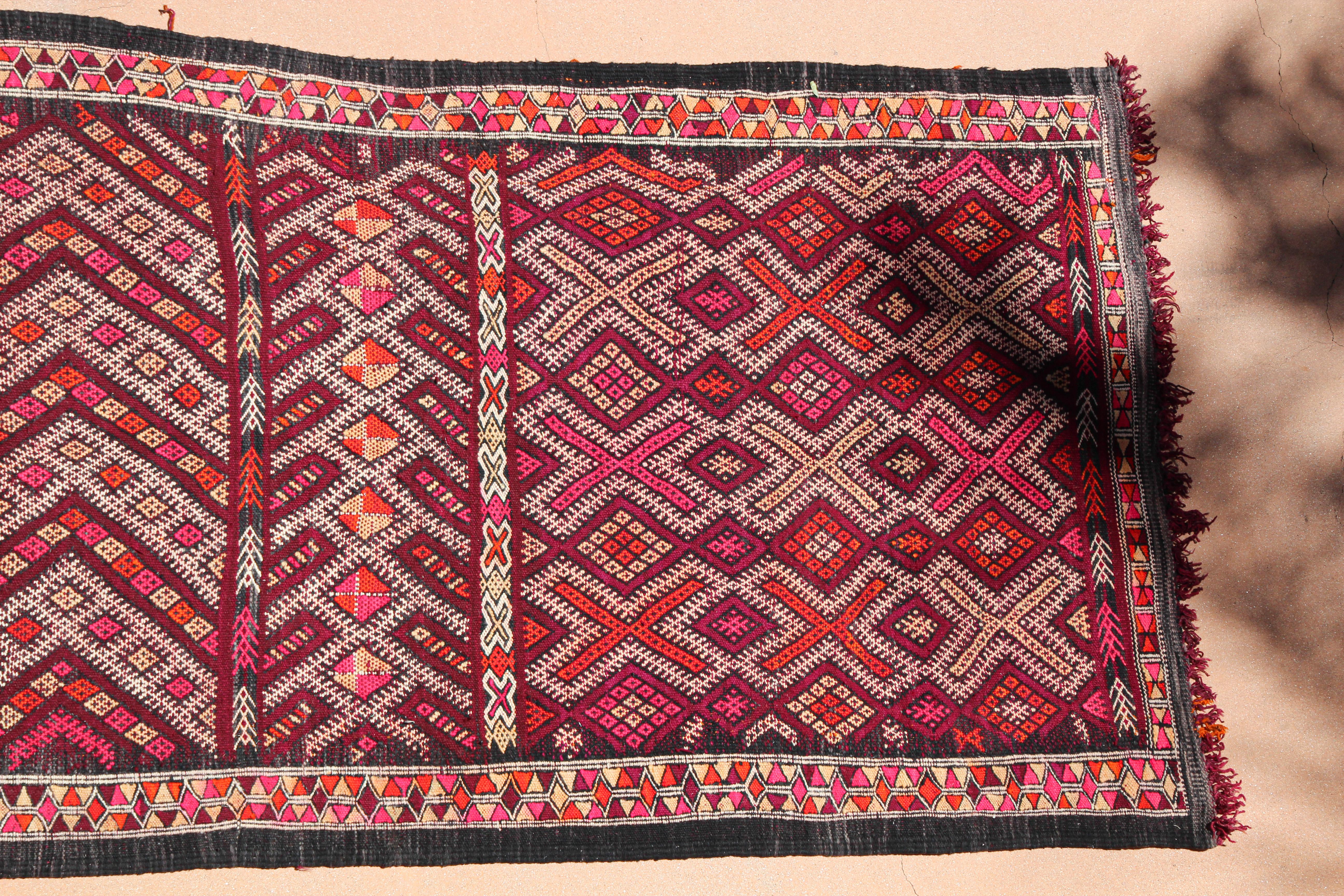 Wool Moroccan African Tuareg Vintage Runner Rug For Sale